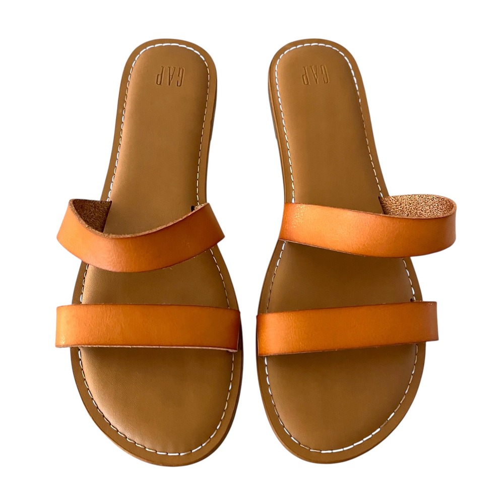 GAP Leather Slide Sandals Two Strap Flat Casual Summer Sandals Size 10